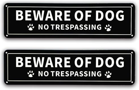 Beware of Dog No Trespassing Sign, 12x3 Inch Rust Free .040 Aluminum Metal Sign, UV Protected Weatherproof Reflective Warning Dog Sign Indoor or O...