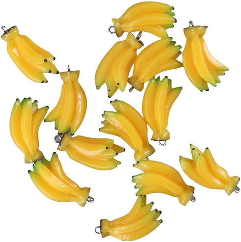 Uniquer 20Pcs Yellow Banana Micro Model Charms,Resin Imitation Food Lovely Dangle Charms with Loop for DIY Jewelry Making Necklaces Earrings Key C...