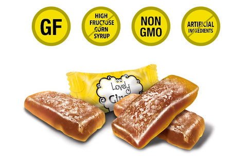 Lovely Candy Co. Lemon Ginger Chews, Made with Real Ginger, Individually Wrapped, 5oz (1-Pack) | Gluten-Free, Non-GMO, NO Artificial Ingredients, ...