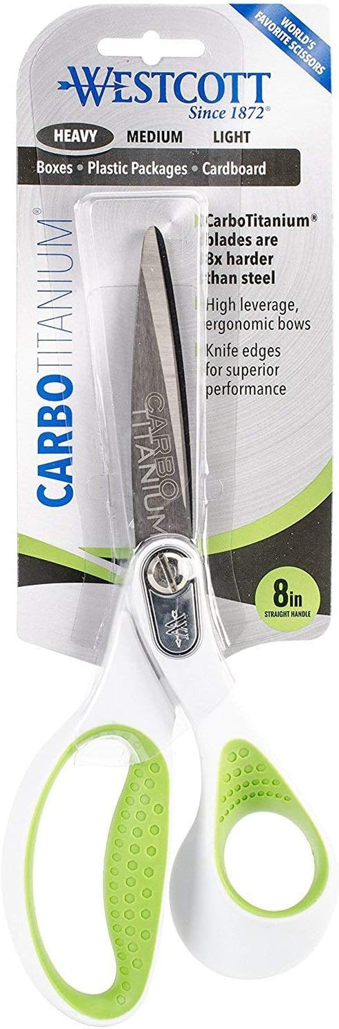 Westcott 16446 7- and 9-Inch CarboTitanium Fabric Scissors for Crafting, White/Green, 2 Pack...