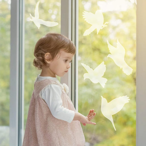 32 Pieces Window Strike Prevention Stickers Decals Anti Collision Window Clings Hummingbird Butterfly Leaf Shapes Stickers Window Stickers Prevent...