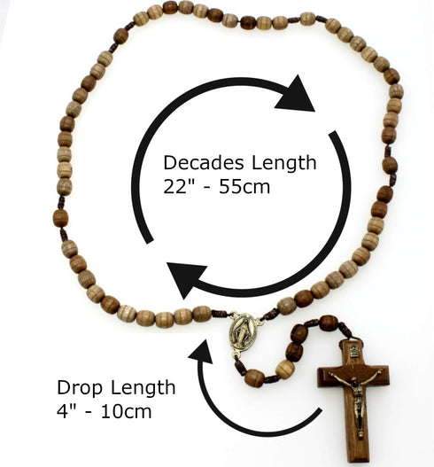 Alexander Castle Our Father Solid Wooden Rosary Beads (Handmade - Brazilian Walnut) with Madonna Medallion Junction - Comes in Velour Gift Pouch...