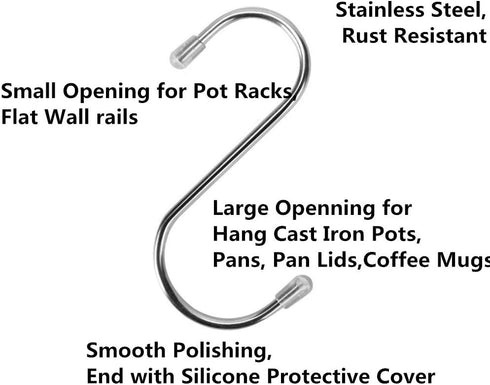 S Hooks Heavy Duty, S Hooks for Hanging Plants,Clothes,Pots,Pans,Cups,Bags,Jeans,Towels and in Work Shop,Bathroom,Garden 10 Pack 3.5Inch...