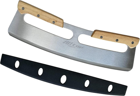 ALLTOP Pizza Cutter Rocker,Stainless Steel Blade Knife With Double Wooden Handle & Plastic Cover, Large Pizza Slicer/Chopper, Essential Kitchen To...
