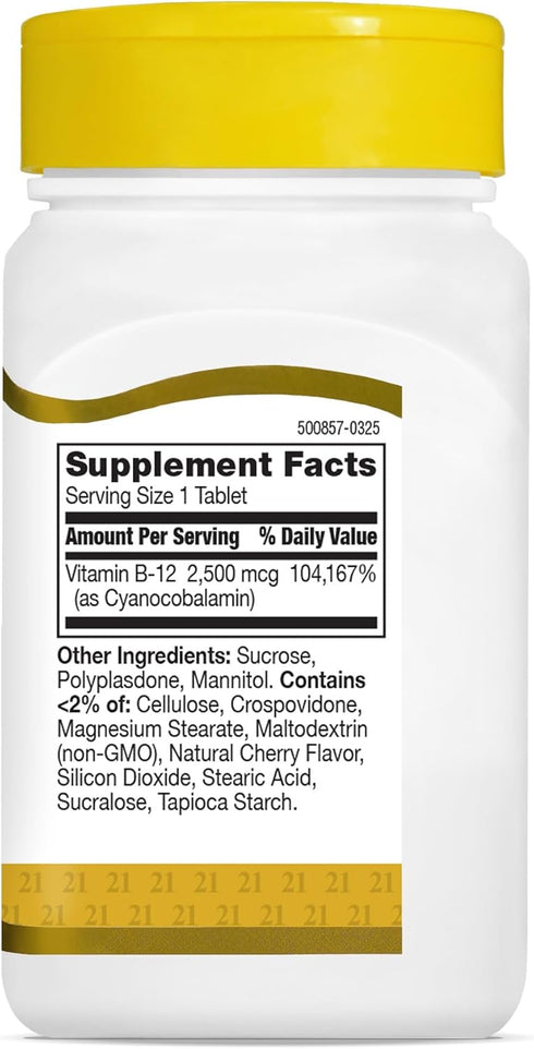 21st Century B 12 2500 mcg Sublingual Tablets, 110 Count...