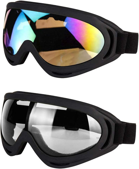 Motorcycle Goggles - Glasses Set of 2 - Dirt Bike ATV Motocross Anti-UV Adjustable Riding Offroad Protective Combat Tactical Military Goggles for ...
