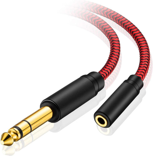 6.35 Male to Female 3.5 Headphones Adapter 6Ft,TRS 1/4 to 3.5mm Stereo Cord 6.35mm 1/4 Male to 3.5mm 1/8 Female for Amplifiers, Guitar Amp, Piano,...