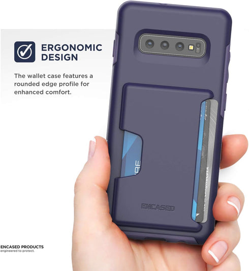 ENCASED Galaxy S10 Wallet Case (2019 Phantom) Ultra Protective Cover with Card Holder Slot (3 Credit Cards Capacity) for Samsung Galaxy S10 - Purp...