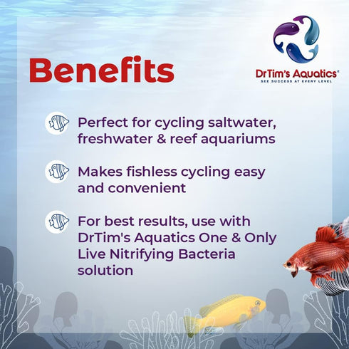 DrTim’s Aquatics Ammonium Chloride Solution for Fishless Cycling - 8 oz., Treats 400 gal. – Fish Tank Cleaner for Saltwater, Freshwater & Reef Aqu...