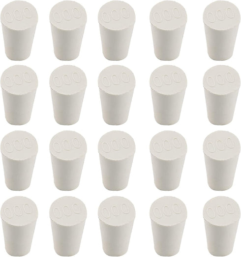 20 Pcs 000# White Solid Rubber Stoppers Tapered Lab Plugs, Dia. 13mm x Dia. 8mm - Height 17mm...