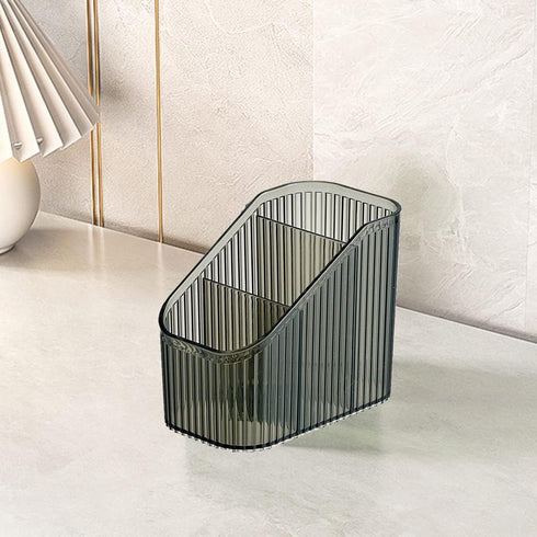 1Pc Plastic Makeup Desk Organizer 3 Compartment Makeup Brush Organizer Bathroom Cosmetics Countertop Organizer for Lipstick, Brushes, Eyeshadow, N...