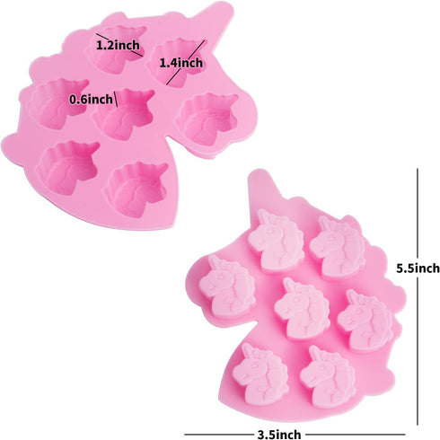 3 Pack Medium Size 7 Cavities Unicorn Silicone Chocolate Mold for Making Unicorn Shape Gummy, Candy, Chocolate, Ice Cube, Jelly, Mousse, Small Cak...