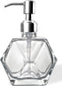 Modern Geometric Shape Clear Glass Soap Dispenser, Lotion Dispenser Bottle with Rust Proof Stainless Steel Pump for Kitchen, Bathroom Accessory, C...