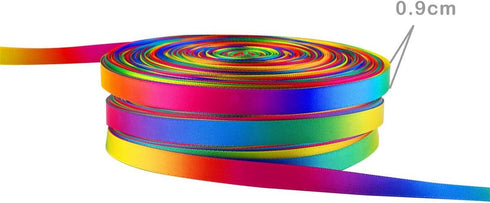 Teemico 50 Yards Satin Ribbon Gradient Rainbow Printed Double Side Satin Polyester Ribbon for DIY Handmade (9mm Wide)...
