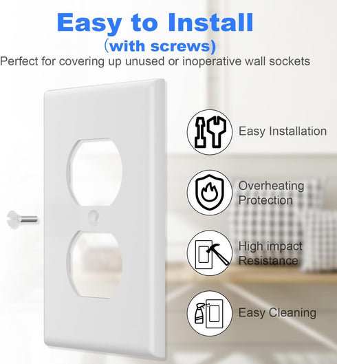 Duplex Wall Plates, Electric Receptacle Outlet Cover with Screws, 1-Gang Standard Size 2.76"W x 4.5"H, Glossy White (20 Pack)...
