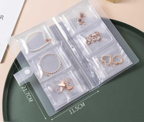 1 Pc Transparent Jewelry Storage Book 84 Pockets Jewelry Album Portable Travel Jewelry Organizer with 60 Pcs Small Clear Plastic Bags for Rings, N...