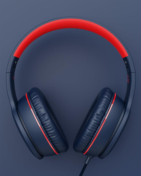 Wired Headphones with Microphone, K16 On-Ear Headphones for Kids with 3.5MM Jack, Foldable Stereo Bass Headphones for Teens School Amazon Kindle, ...
