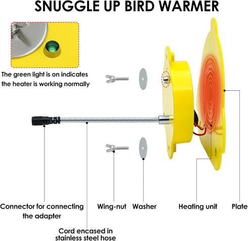 Bird Cage Heater for Cockatiels Parrots Conure Finches Parakeets Heater Bird Heater for Cage Snuggle Up Bird Warmer Heater 12V Birdcage Warmer 18W...
