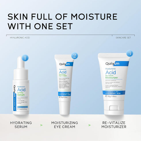 Travel Size Skin Care Set, Hyaluronic Acid Travel Size Skincare Set, Skin Care Routine For Women Girls, Moisturizer, Serum, Eye Cream Hydrated & B...