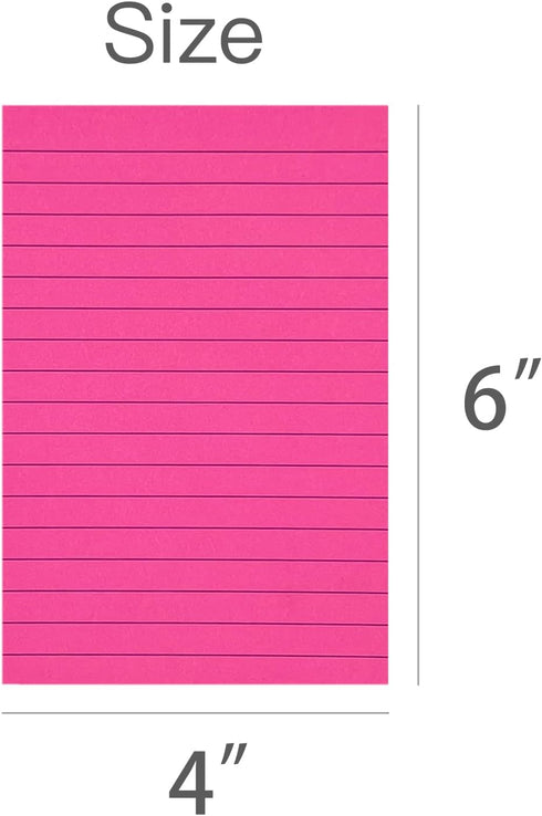 4X6 in Lined Self-Sticky Notes Strong Viscosity 8 Bag 45 Pages Bright Colors...