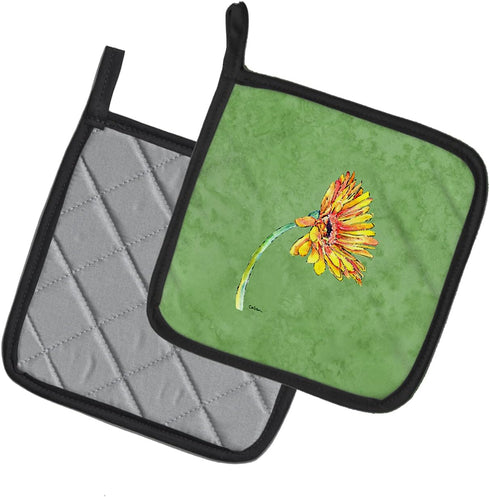 Caroline's Treasures 8854PTHD Gerber Daisy Orange Pair of Pot Holders Kitchen Heat Resistant Pot Holders Sets Oven Hot Pads for Cooking Baking BBQ...