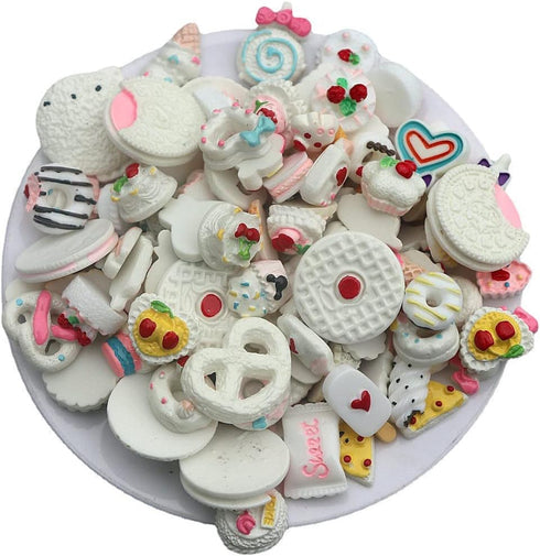 Zhiheng Random 30 Pack Cute Candy Plastic Beads Fruit Dessert Ice Cream Resin Charms Slices Flatback Buttons for Handcraft Accessories Scrapbookin...