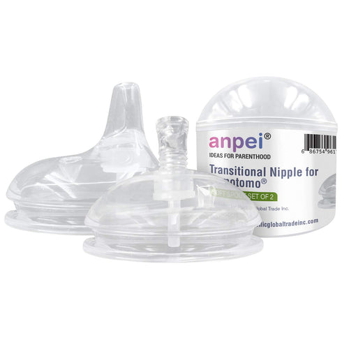 Anpei Straw and Sippy Cup Transitional Nipples Set of 2 with Nipple Storage Case Compatible with Comotomo Baby Bottles, 5 oz and 8 oz...