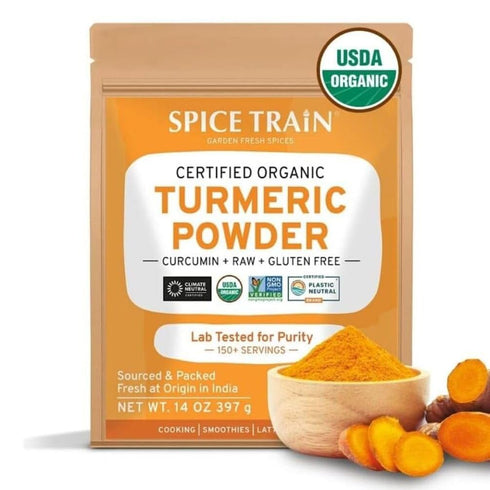 SPICE TRAIN, Organic Turmeric Powder with Curcumin (397g/14oz) Lab Tested for Heavy Metal | USDA Organic, Gluten Free & Vegan | Made from Turmeric...