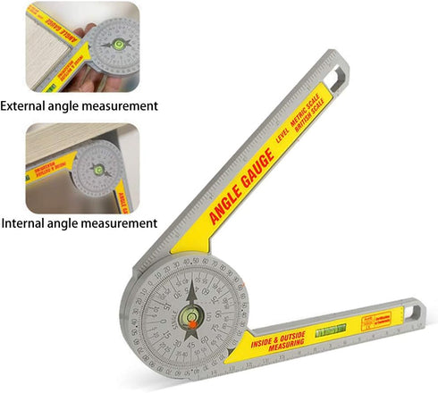 Miter Saw Protractor Angle Ruler, 360 Degree Measure Tool ,Angle Finder Gauge with High Accuracy Bubble Level for Carpenters and All Building Trad...