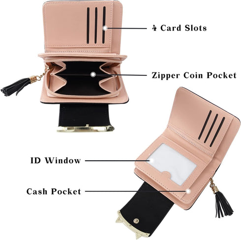 Small Wallet for Women Gothic Wallet Cat Coin Purse with Card Holder Card Case Money Clip Gifts for Cat Lovers Black...