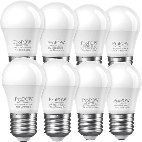 A15 LED Bulb, ProPOW 5W LED Light Bulbs (40 watt Light Bulb Equivalent), 5000K Daylight White Energy Saving Low Watt Light Bulbs, E26 Ceiling Fan ...