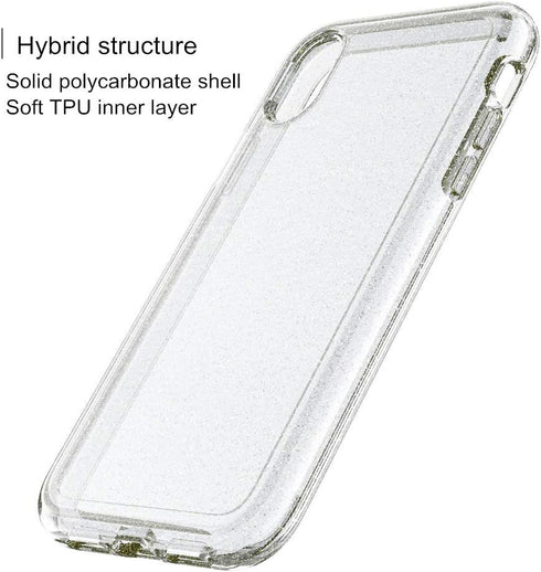 for iPhone XR case, Glitter Hybrid Shining Hard PC Back Protective Case for Girls Women, Compatible with iPhone XR (6.1 inches) - Crystal Clear...