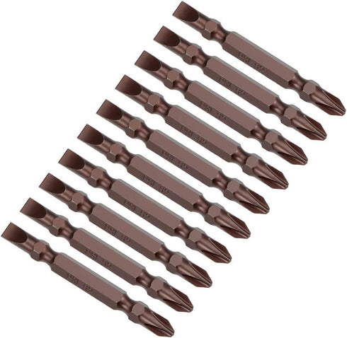 uxcell 10 Pcs PH2/SL6 Magnetic Double Ended Screwdriver Bits, 1/4 Inch Hex Shank 2.56-inch Length S2 Power Tool (Red)...