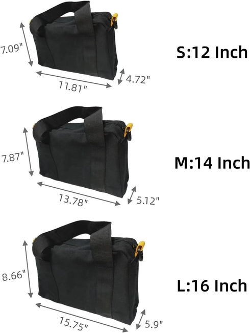14 Inch Wide Mouth Tool Bag, Canvas Tool Bag, Heavy Duty Tool Storage Bag, Large Capacity Tool Tote Bag for Electricians, Power Tool Organizer Pou...