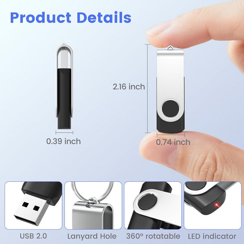 ABLAZE 1GB Flash Drive 10 Pack, USB 2.0 Memory Stick with Lanyards Swivel Thumb Drives Bulk 1GB Pendrive U Disk for Data Storage (Mixcolors)...
