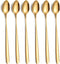 Long Handle Iced Tea Spoon,7.8-Inch Gold Coffee Spoon,Ice Cream Spoon, Stainless Steel TeaSpoons,Cocktail Stirring Spoon,Set of 6...