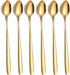 Long Handle Iced Tea Spoon,7.8-Inch Gold Coffee Spoon,Ice Cream Spoon, Stainless Steel TeaSpoons,Cocktail Stirring Spoon,Set of 6...