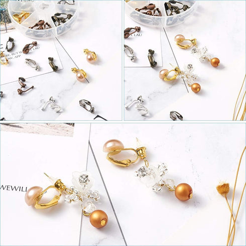 KISSITTY 36pcs/Box 6 Colors Brass Stud to Clip on Earring Converter 19x6mm for Non-Pierced Ears...