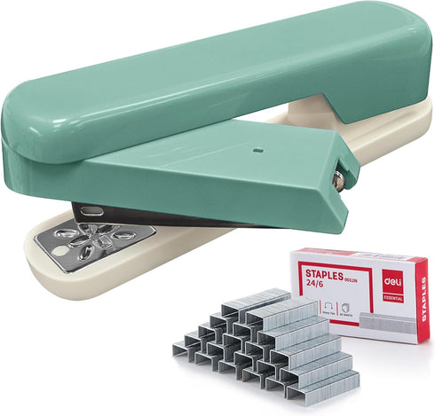 Swing-Arm Swivel Stapler, 20 Sheets Capacity, 360 Degree Rotate Desk Staplers for Booklet or Book Binding, Green...