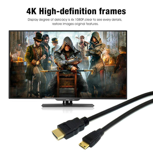 10ft HDMI to Mini HDMI Cable, Camera Data Cable for Nikon D3400, D3500, D7500, D850, D810, D7000, D500, Canon EOS R, RP, 5D Mark IV, 6D Mark II, 7...
