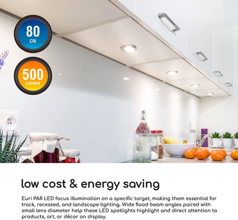 Euri Lighting EP16-7W5020eG-2 Dimmable LED PAR16, GU10 Base, 7W (50W Equal) 500lm, Warm White (2700K), 80CRI, 40° Angle, Damp Rated, UL, Energy St...