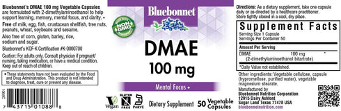Bluebonnet Nutrition Dmae 100mg, 50 CT...