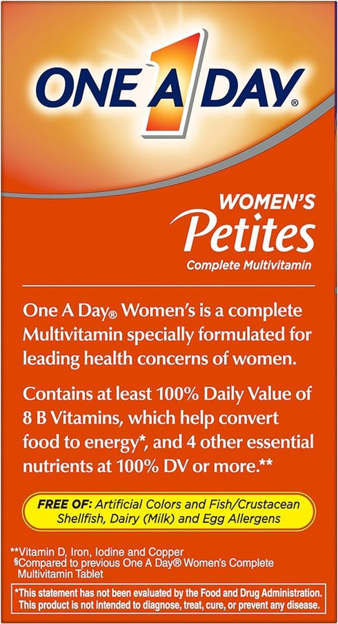 ONE A DAY Women’s Petites Multivitamin,Supplement with Vitamin A, C, D, E and Zinc for Immune Health Support, B Vitamins, Biotin, Folate (as folic...