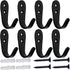 MsBong 8 Pcs Black Coat Hooks for Wall, Heavy Duty Hooks for Hanging Coats No Rust Hooks Wall Mounted with Screws for Key, Towel, Bags, Cup, Hat I...