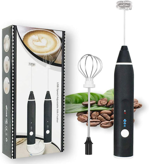 Rechargeable Foam Maker with Double Whisk, RIJAHO Upgraded 3 Speeds Frother Handheld for Milk Coffee, Latte, Matcha...