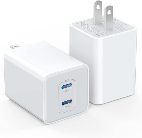 USB C Wall Charger 40W, 2 Pack Dual Port 20W PD 3.0 Type C Fast Charging Block, Durable Compact Power Adapter for iPhone 11/12/13/14/15/Pro Max, X...