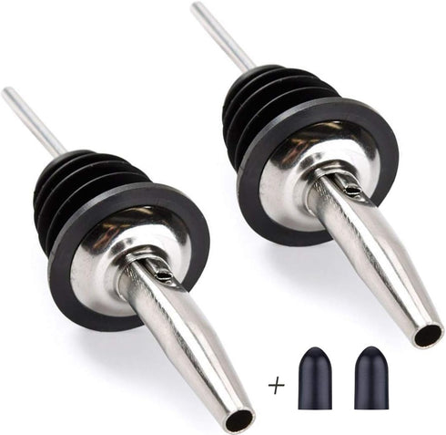 LanMa Olive Oil Spout Pourer, 2PCS Stainless Steel Liquor Bottle Pourers Spouts with Rubber Dust Caps...