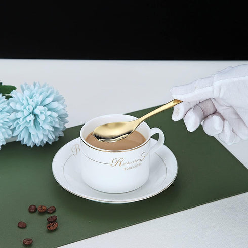 Gold Demitasse Espresso Spoons, 5.5'' Mini Coffee Spoons, Stainless Steel Small Spoons,Tea Spoons for Dessert, Set of 6, Dishwasher Safe...