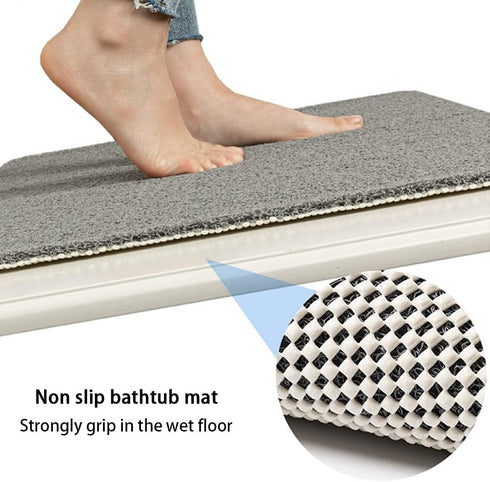 Shower Mat Bathtub Mat Non Slip, 16x32 Inch, Upgraded No Suction Cup Soft Textured PVC Loofah Tub Mat with Drain for Wet Area, Quick Drying (Grey)...