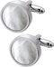 Mother of Pearl Silver Cufflinks for Men in Gift Box Round Handmade Cuff Links for Business Wedding Anniversary French Cuff Shirt...
